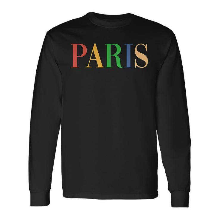 Paris Vintage Retro Colors Aesthetic Classic Long Sleeve T-Shirt
