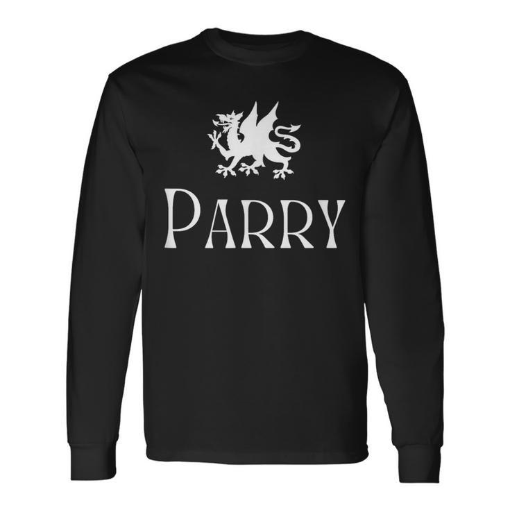 Parry Surname Welsh Family Name Wales Heraldic Dragon Long Sleeve T-Shirt