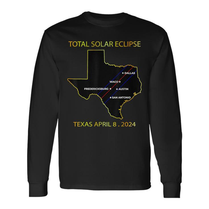 Path Of Solar Eclipse 2024 Interactive Map Texas Eclipse Long Sleeve T-Shirt Gifts ideas