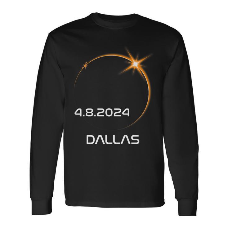 Path Of Totality America Total Solar Eclipse 2024 Dallas Long Sleeve T-Shirt