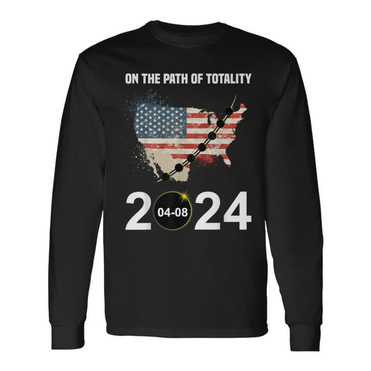 Path Of Totality Eclipse 2024 Usa Total Solar Eclipse Long Sleeve T-Shirt