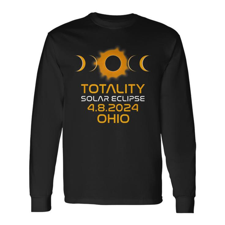 Path Of Totality Ohio America Total Solar Eclipse 2024 Long Sleeve T-Shirt