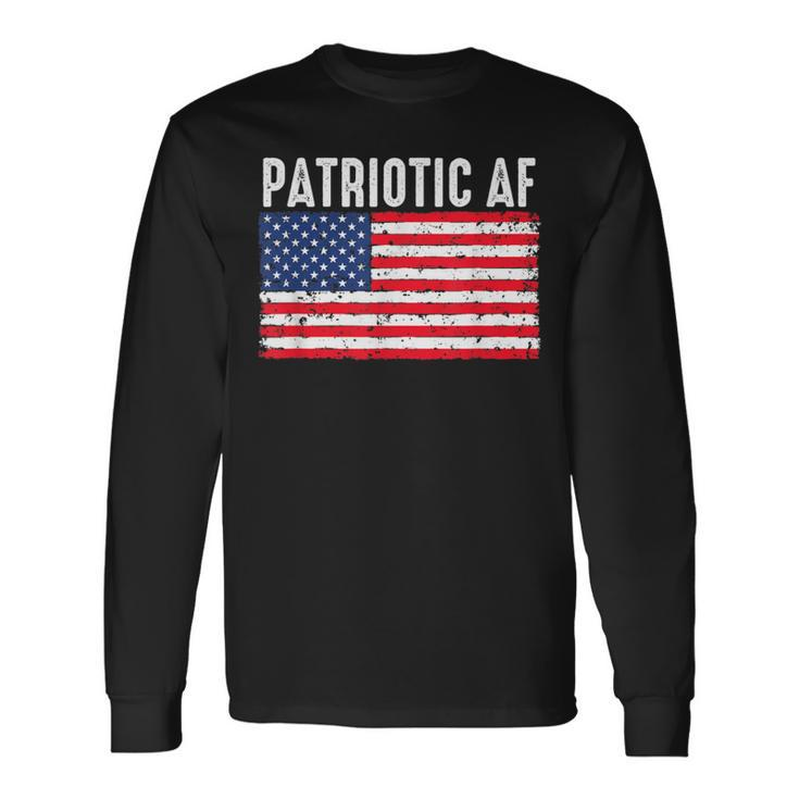Patriotic Af American Flag Heart 4Th Of July Usa Pride Long Sleeve T-Shirt