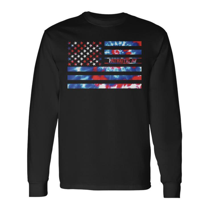 Patriotic Af Tie Dye Red White Blue Patriotic American Flag Long Sleeve T-Shirt