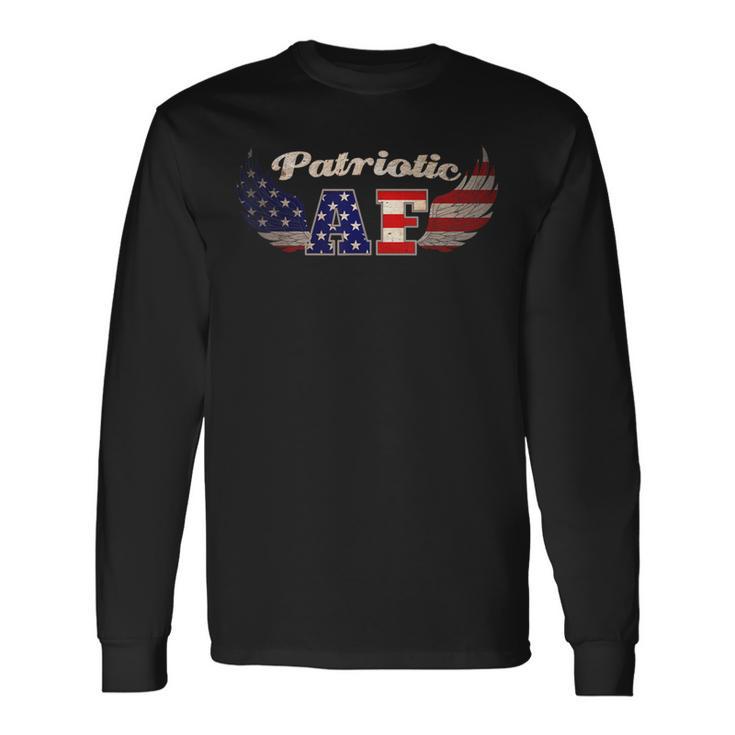 Patriotic Af Vintage Style American Flag Long Sleeve T-Shirt