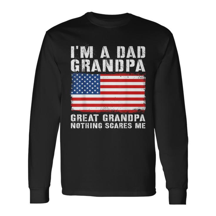 Patriotic American Flag Dad Grandpa Great Grandpa Graphic Long Sleeve T-Shirt