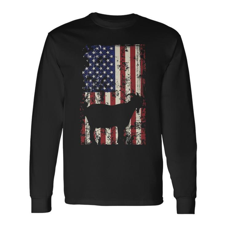 Patriotic Goat 4Th Of July American Flag Long Sleeve T-Shirt