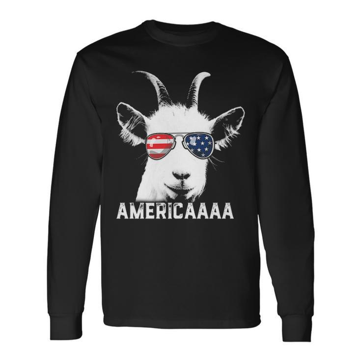 Patriotic Goat 4Th Of July Boys Goat Americaaa Long Sleeve T-Shirt