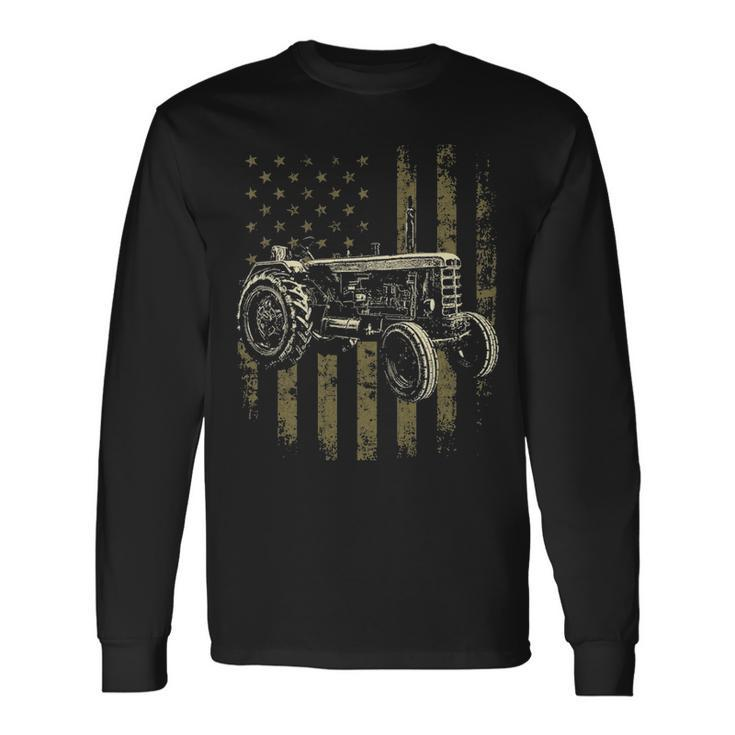 Patriotic Tractor American Flag Tractor Farm Long Sleeve T-Shirt