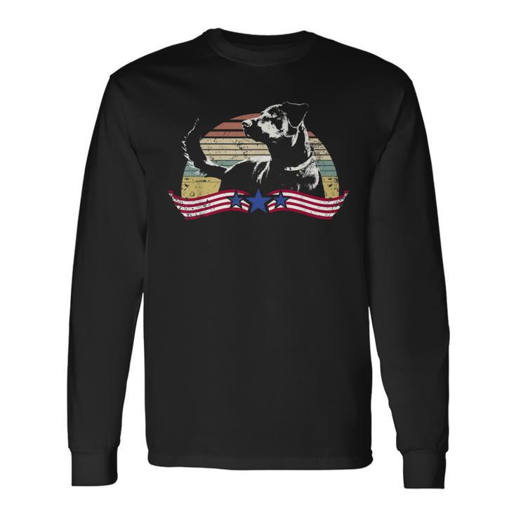 Patriotic Usa Flag Black Labrador For Lab Owners Long Sleeve T-Shirt