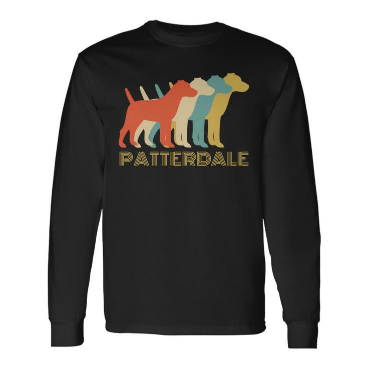 Patterdale Terrier Dog Breed Vintage Look Silhouette Long Sleeve T-Shirt