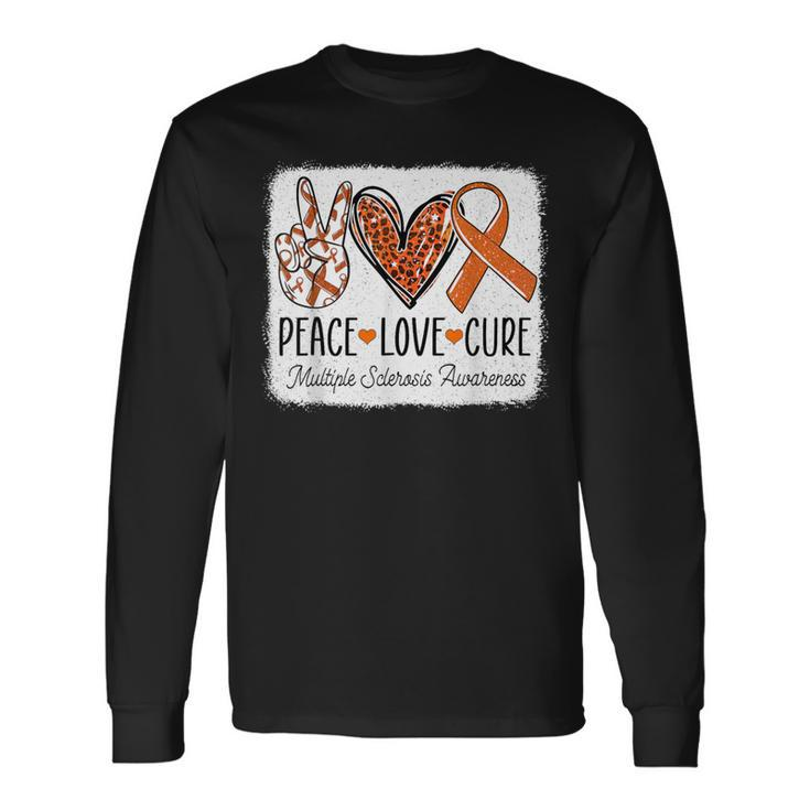 Peace Love Cure Ms Warrior Multiple Sclerosis Awareness Long Sleeve T-Shirt