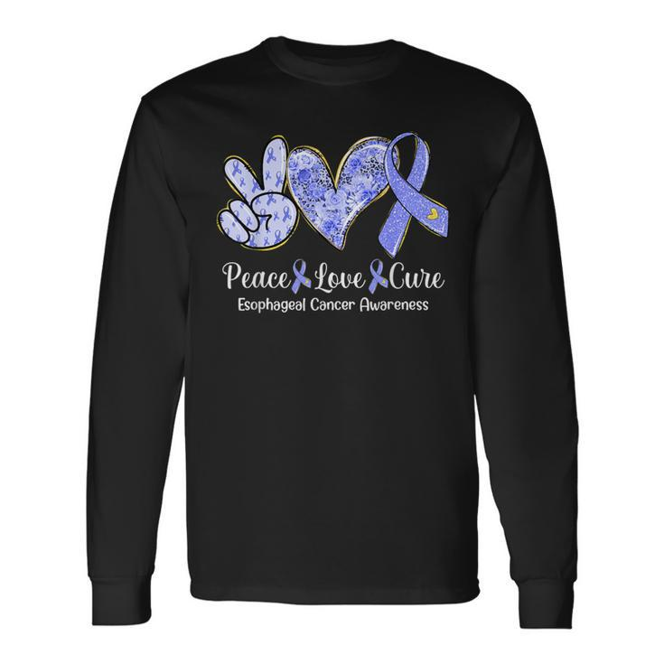 Peace Love Cure Periwinkle Ribbon Esophageal Cancer Long Sleeve T-Shirt