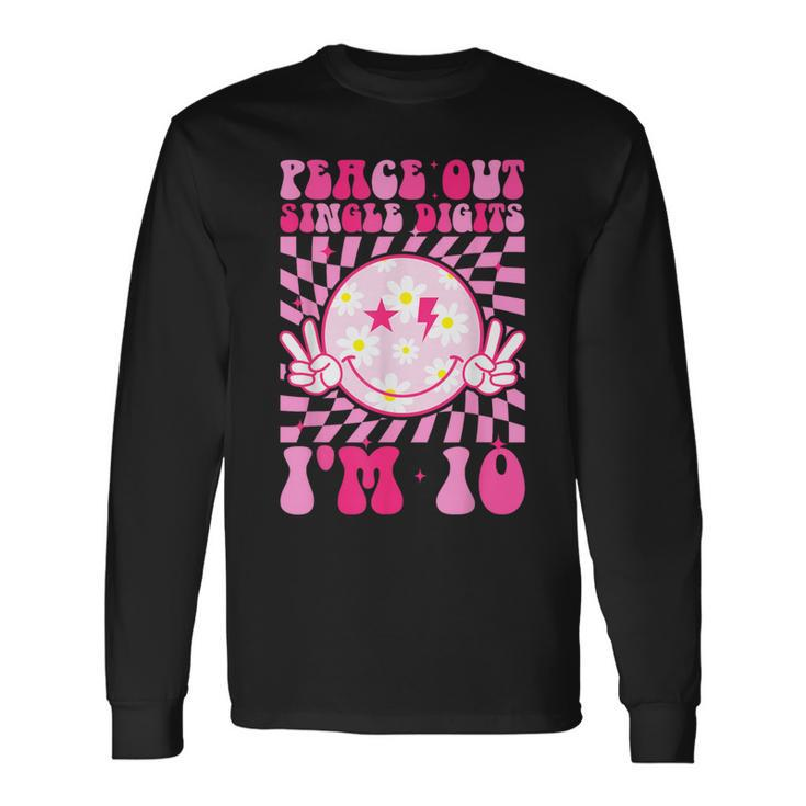 Peace Single Digits I'm 10 Smile Face For Birthday Girls Long Sleeve T-Shirt Gifts ideas