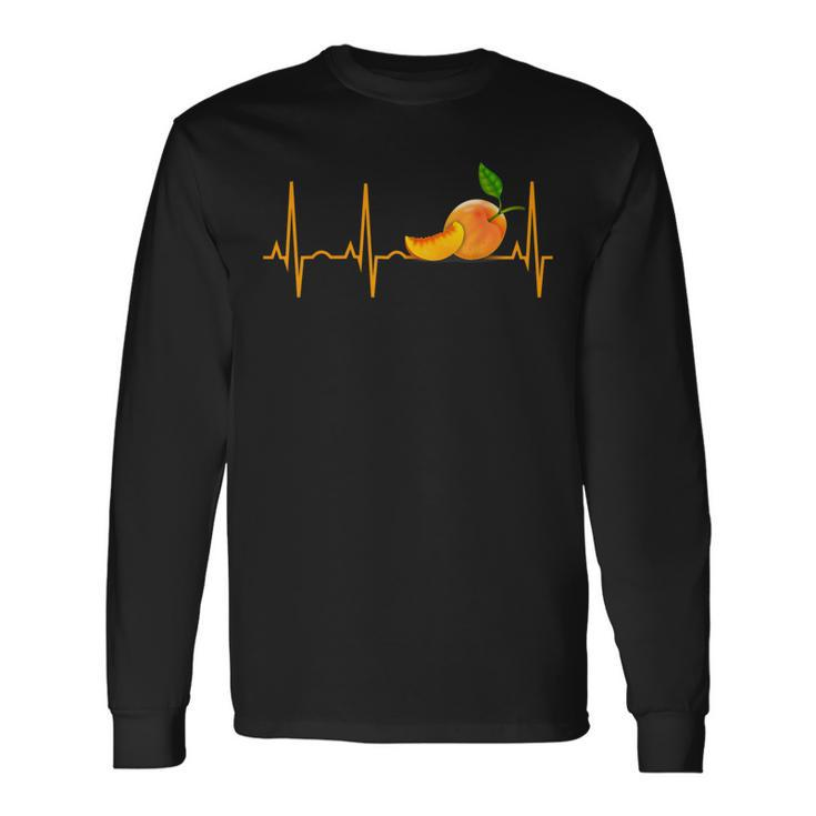 Peach Fruit T Peach Lover Heartbeat Long Sleeve T-Shirt