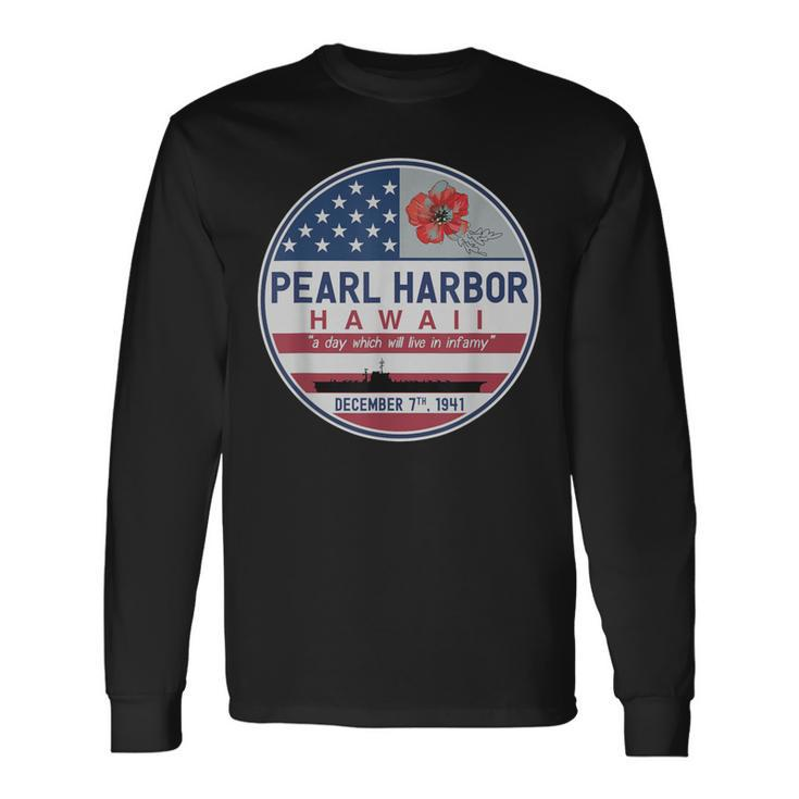 Pearl Harbor Memorial Hawaii Vintage Usa Flag Day Of Infamy Long Sleeve T-Shirt