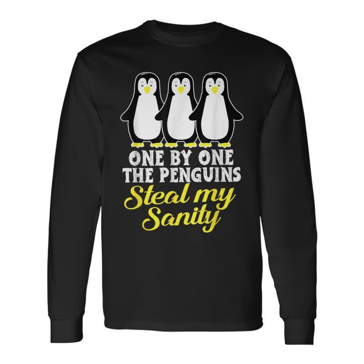 Penguin One By One The Penguins Steal My Sanity Long Sleeve T-Shirt Gifts ideas