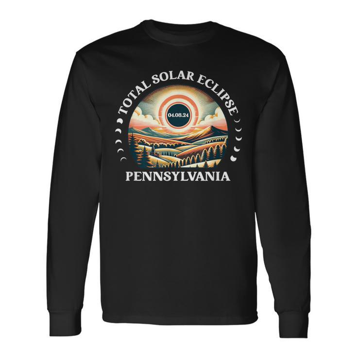 Pennsylvania Eclipse 40824 Retro Total Solar Eclipse 2024 Long Sleeve T-Shirt