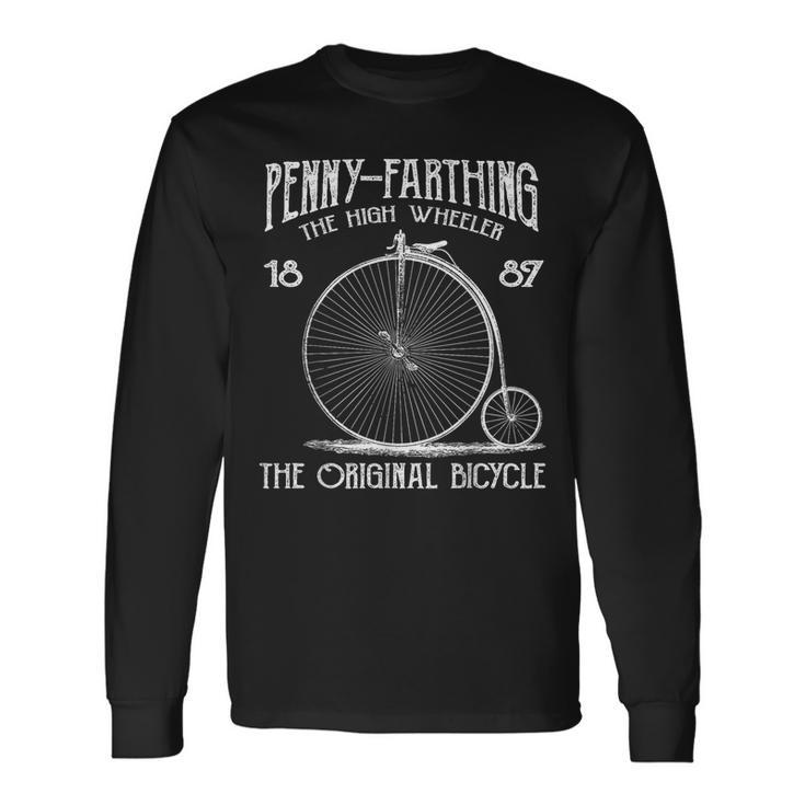 Penny Farthing Bike Retro Vintage Bicycle Cycling Long Sleeve T-Shirt