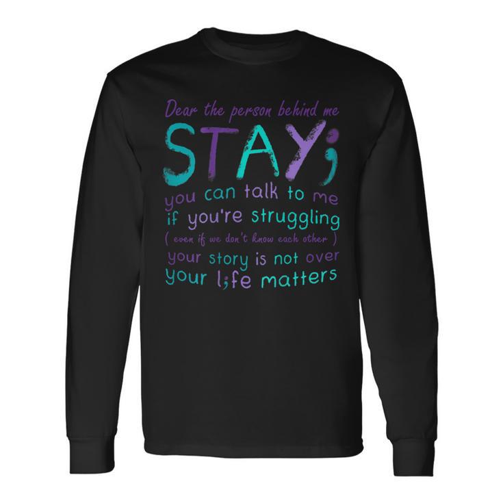 Person Behind Suicide Prevention Depression Awareness Back Long Sleeve T-Shirt