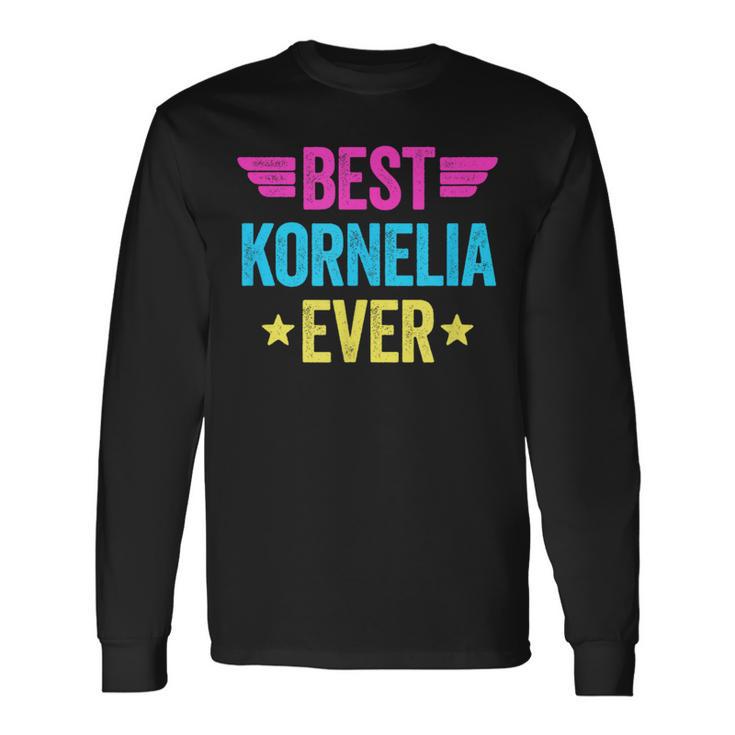 Personalisiertes Langarmshirts Beste Kornelia Ever, Buntes Design Geschenkideen