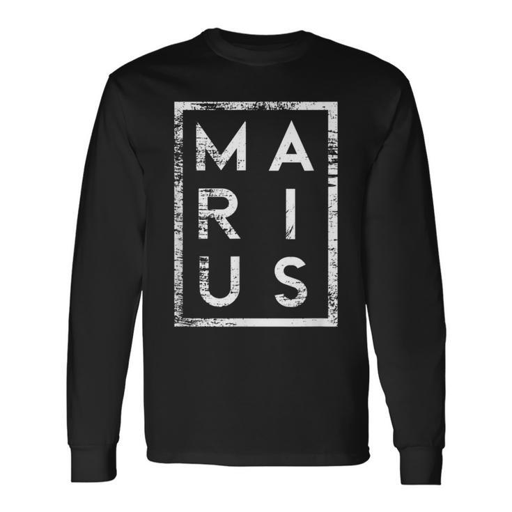 Personalisiertes Marius Vintage-Schwarz Langarmshirts, Retro Namensdesign Geschenkideen