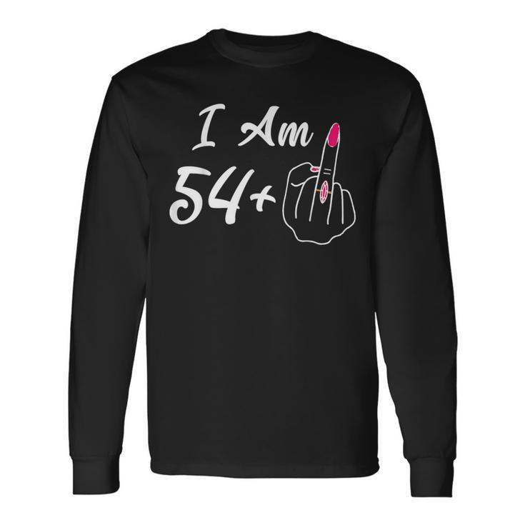 Personalized I Am 54 Plus 1 Middle Finger 55Th Women Long Sleeve T-Shirt