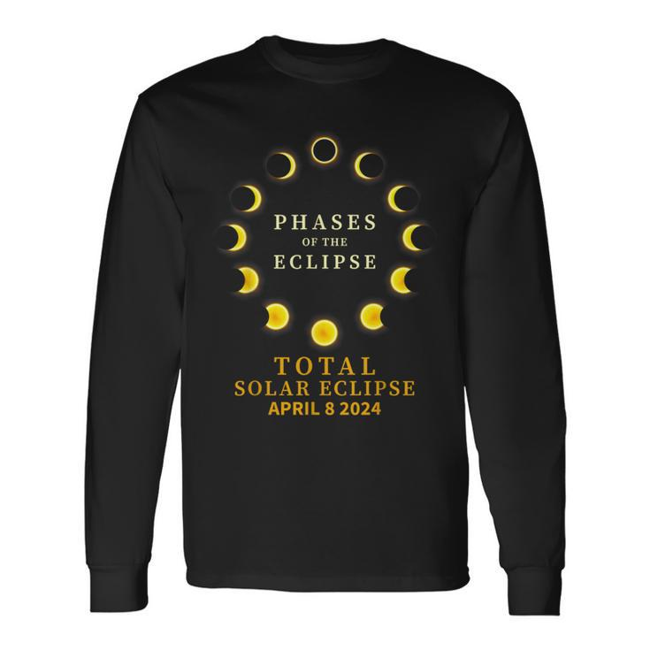 Phases Of Total Solar Eclipse April 8 2024 Cool Long Sleeve T-Shirt