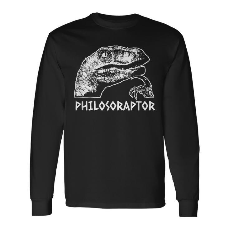 Philosoraptor Meme Philosophy Dinosaur Langarmshirts Geschenkideen