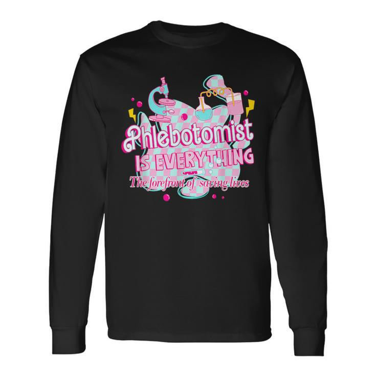 Phlebotomist Is Everything Pink Retro Lab Week 2024 Med Tech Long Sleeve T-Shirt