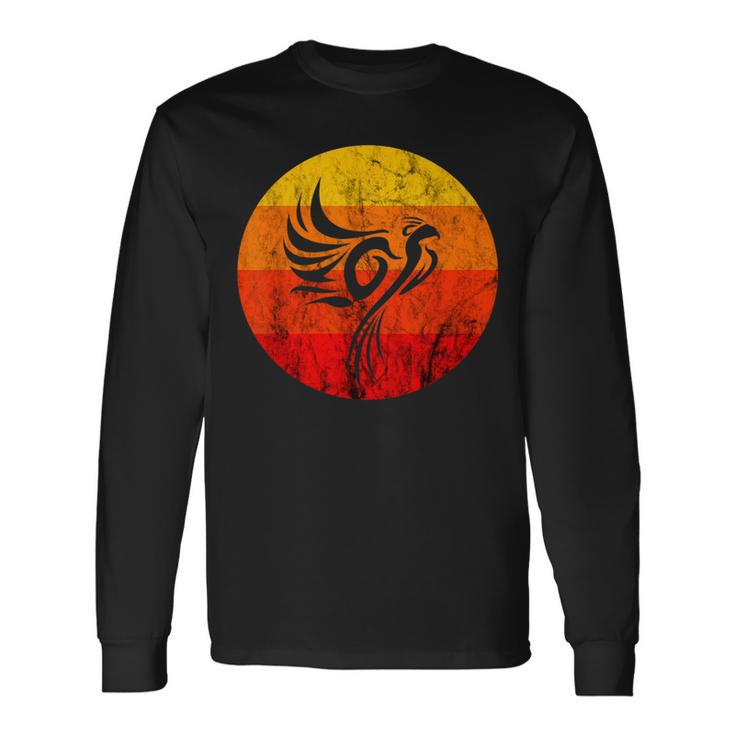 Phoenix Rising Fire Rebirth Fire Bird Vintage Retro Sunset Long Sleeve T-Shirt