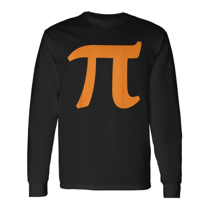 Pi Symbol For Pi Day 314 Orange Symbol Long Sleeve T-Shirt