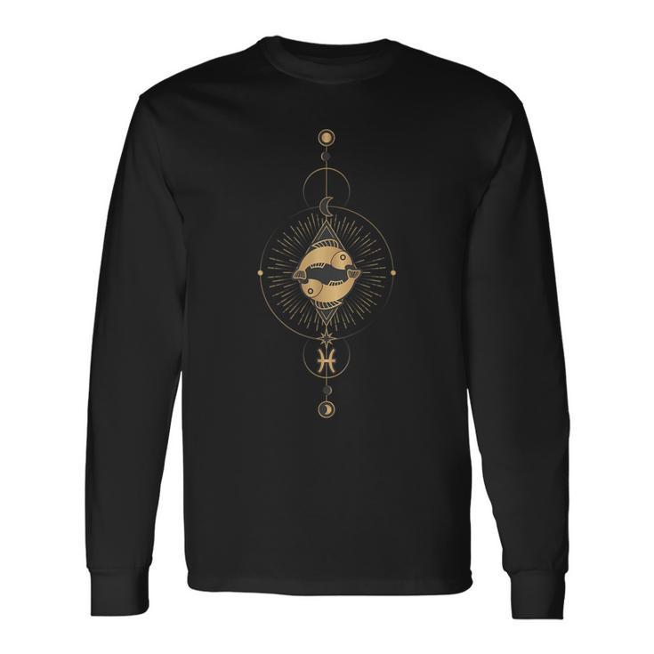 Pieces Zodiac Sign Symbol Cosmic Cool Astrology Lover Long Sleeve T-Shirt