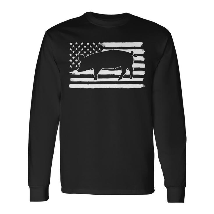 Pig 4Th Of July Usa Flag Us America Long Sleeve T-Shirt