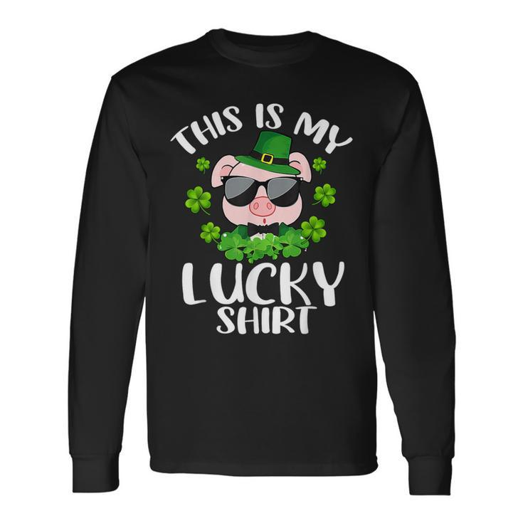 Pig Leprechaun Hat St Patrick's Day This Is My Lucky Long Sleeve T-Shirt Gifts ideas