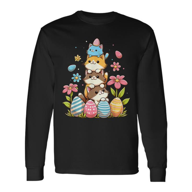 Pile Of Kitty Cats Easter Day Cute Cat Lover Cat Owner Long Sleeve T-Shirt