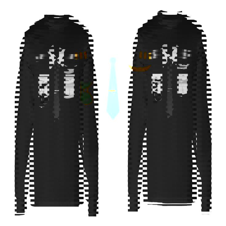 Pilot Uniform Costume Airplane Aviation Flying Airline Long Sleeve T-Shirt