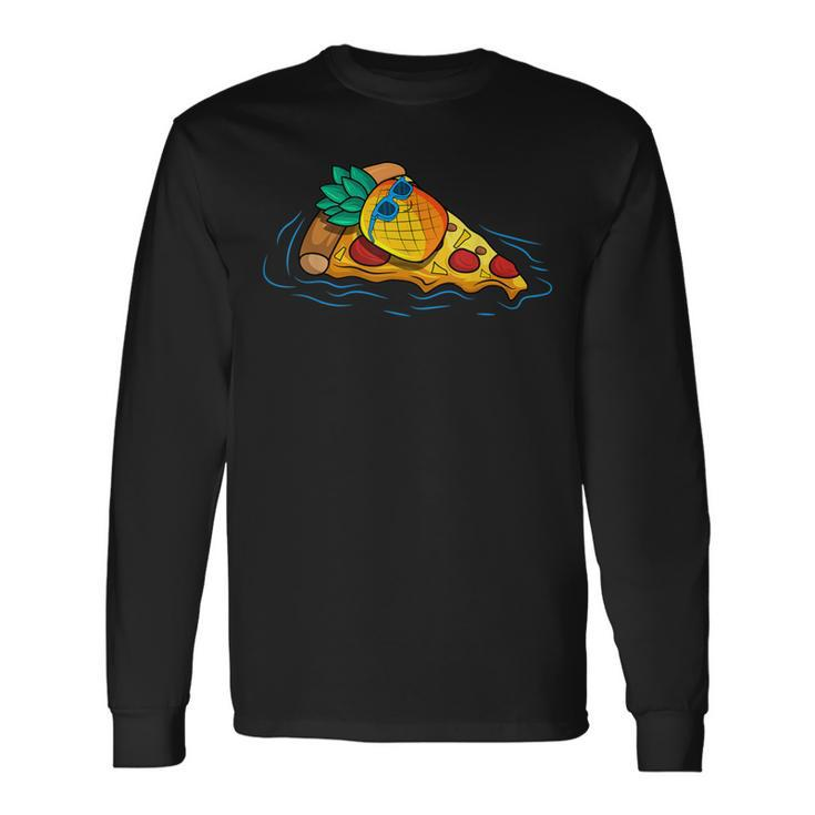 Pineapple Pizza Hawaiian Floating Food Snack Lover Long Sleeve T-Shirt