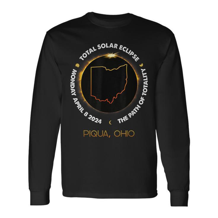 Piqua Ohio Total Solar Eclipse 2024 Long Sleeve T-Shirt