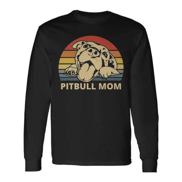 Pitbull Mom With Cute Pitty Face Pitbull Mom Long Sleeve T-Shirt