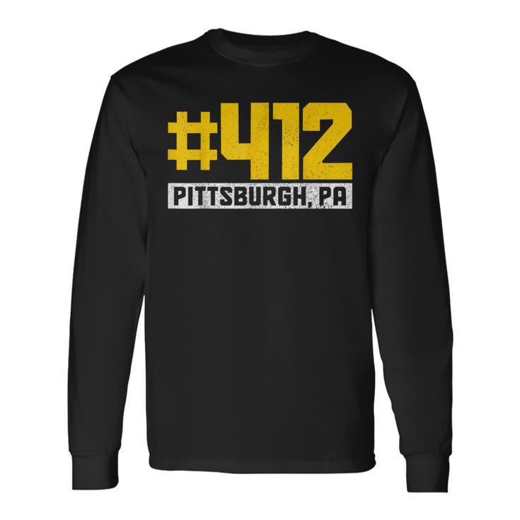 Pittsburgh 412 Area Pennsylvania Yinz Vintage Pride Yinzer Long Sleeve T-Shirt