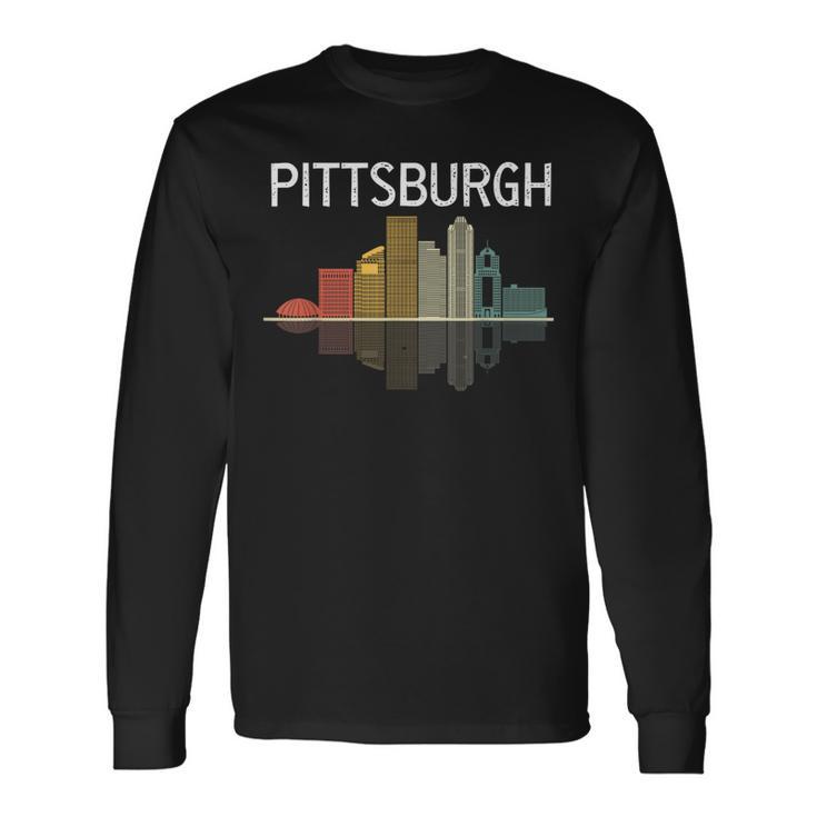 Pittsburgh Pennsylvania Skyline Silhouette City Souvenir Long Sleeve T-Shirt