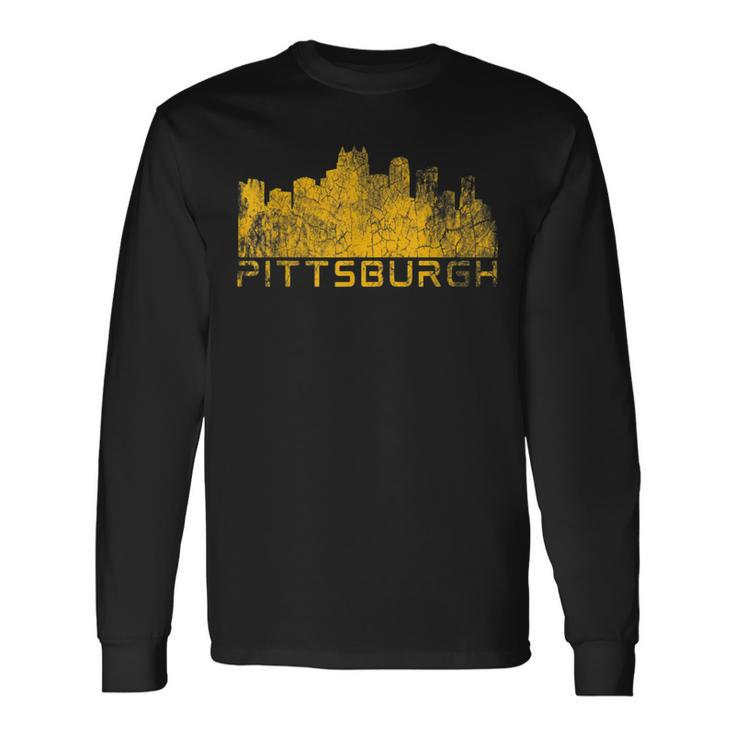 Pittsburgh Sl City Skyline Pennsylvania Pride Vintage Long Sleeve T-Shirt