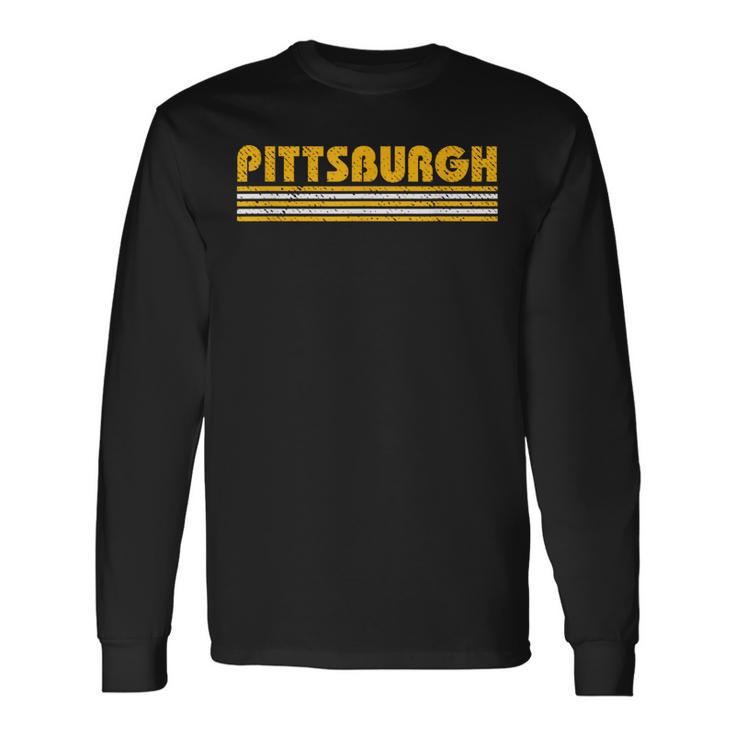 Pittsburgh Vintage 80S Retro Style Long Sleeve T-Shirt