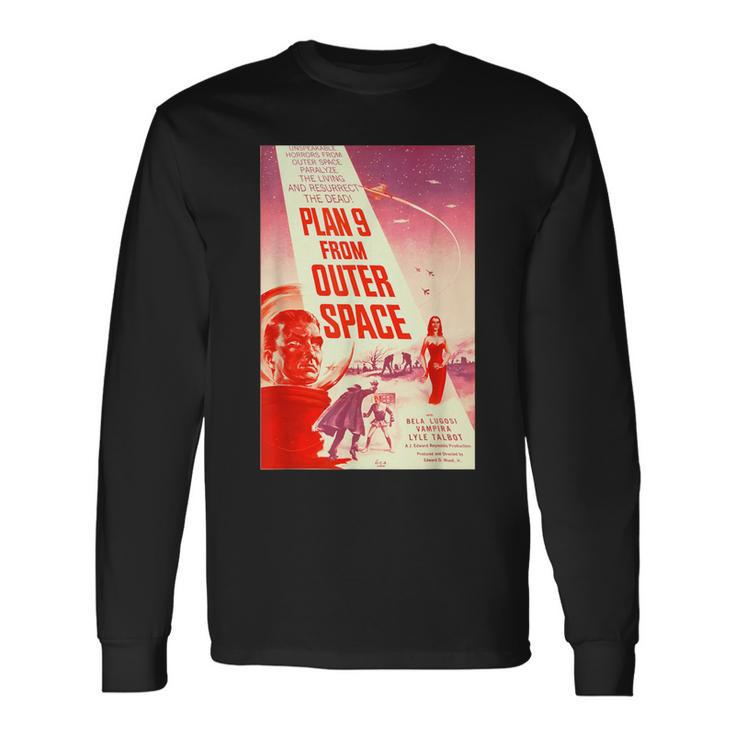 Plan 9 From Outer Space Sci-Fi Sience Vintage Poster B Movie Long Sleeve T-Shirt
