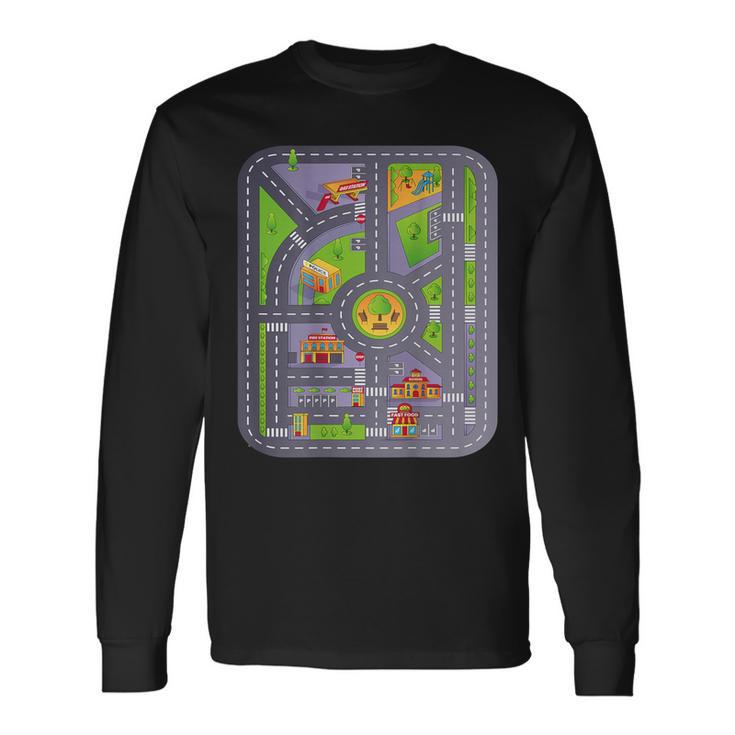 Play Cars On Daddy's Back Race Track On Back Long Sleeve T-Shirt