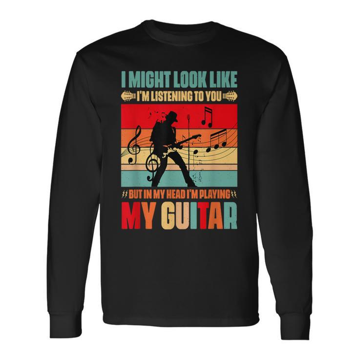 Play Guitar Vintage Music Graphic For Guitarists Long Sleeve T-Shirt