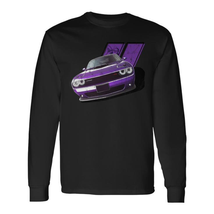 Plum Crazy Modern Muscle Car American V8 Engine Car Long Sleeve T-Shirt