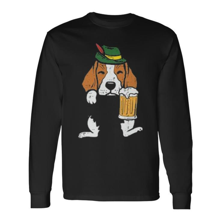 Pocket German Beagle Feet Oktoberfest Bavarian Dog Long Sleeve T-Shirt