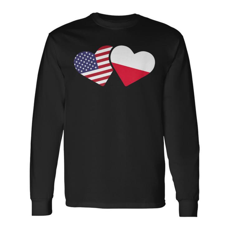 Poland Usa Flag T Heart Polish American Love Long Sleeve T-Shirt